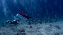 Khidmat! PIS Gelar Upacara Bendera di Bawah Laut dan Transplantasi Terumbu Karang di Labuan Bajo