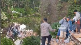 Tragis! Truk Pengangkut Susu Terjun ke Jurang Ciloto, Sopir Terjepit