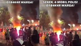 VIDEO: Masih Mencekam, Massa Bakar 6 Mobil Polisi