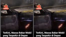 VIDEO: Ojol Tewas, Massa Bakar Mobil di depan  Mako Brimob Polda Metro Jaya