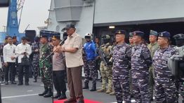 Menhan Sambut KRI Brawijaya-320, Kapal Perang Baru TNI AL Buatan Italia