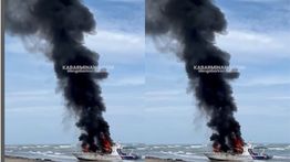 Kapal Patroli Ditjen Pengawas Sumber Daya Kelautan dan Perikanan Terbakar