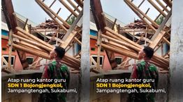 Ngeri! Atap Kantor Guru di SDN 1 Bojongjengkol Tiba-tiba Ambruk