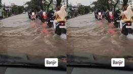 Banjir di Jalan GDC Depan Alun-alun Kota Depok Bikin Macet