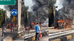 Bus Damri Terbakar di Tol JORR Jatiasih, Lalin Menuju MBZ Tersendat