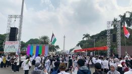 Massa Aksi Bela Palestina di Patung Kuda Bubarkan Diri,