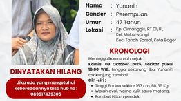 Pergi Sejak 2 Pekan Lalu, Yunanih Hingga Kini Tak Kembali