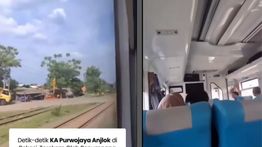 VIDEO Detik-detik Kereta Api Purwojaya 58F rute Gambir-Cilacap Anjlok