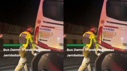 Bus Damri Hilang Kendali Tabrak Jembatan Suramadu, 2 Orang Tewas