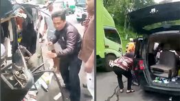 VIDEO Tabrakan Beruntun di Tol Ciganea Purwakarta, Wanita Sampai Terjepit