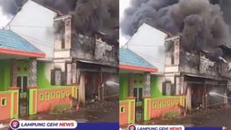 Rumah 2 Lantai di Bandarlampung Terbakar Hebat
