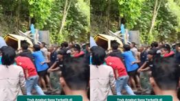 VIDEO: Kecelakaan Maut, Truk Box Pengangkut Susu Sampai Terbalik