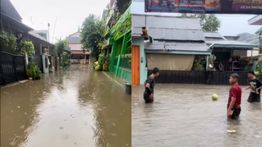 Hujan Deras Terjang Depok, Stasiun dan Pemukiman Warga Terendam Banjir