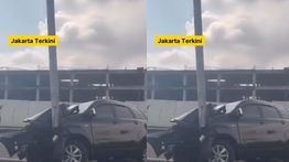 Ngeri! Mobil Keluarga Tabrak Tiang Sampai Terbelah di Bandara Soekarno Hatta