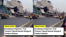 Ngeri! Truk Tronton Hantam Rumah Warga di Tambun Sampai Hancur