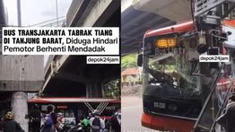 Bus TransJakarta Ringsek Usai Hantam Tiang di Tanjung Barat