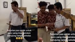 Momen Haru, Guru SMAN 1 Sleman Dapat Kejutan Pensiun dari Siswa