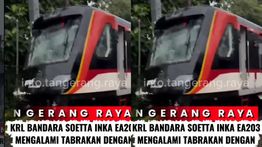 VIDEO: Kereta Bandara Ringsek Usai Hantam Truk di Poris