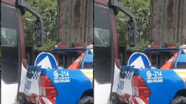 VIDEO: Mobil PJR Hancur Lebur Usai Dihantam Bus Primajasa