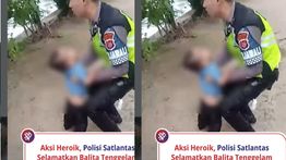 VIDEO: Polisi Selamatkan Nyawa Bocah Tenggelam di Sungai