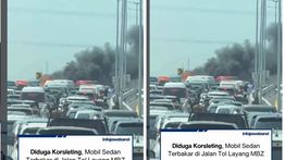 Toyota Camry Terbakar di Jalan Tol MBZ Siang Ini Bikin Macet Parah
