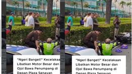 Ngeri! Ojol dan Pengendara Moge Tabrakan di Depan Senayan