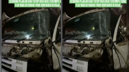 Pejalan Kaki Tewas Tertimpa Tiang Lampu Usai Dihantam Kontainer
