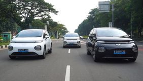 Wuling Motors (Wuling) resmi mengumumkan harga dari mobil listrik Cloud EV di Main Atrium, Senayan City, Rabu (15/5/2024).