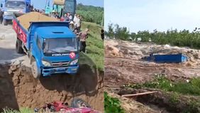 Tanggul Danau Dongting di Distrik Tuanzhou, Kabupaten Huarong, Provinsi Hunan, China, jebol pada Sabtu (6/7/2024) sekitar pukul 17:48 WIB.