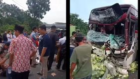 Bus Primajasa menabrak sejumlah mobil pribadi.