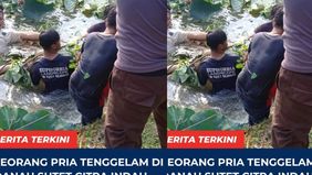 Bapak tersebut tak bisa berenang.