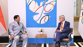 Menteri Pertahanan Republik Indonesia Prabowo Subianto menghadiri pertemuan penting dengan Presiden International Olympic Committee (IOC), Thomas Bach, di Hotel Du Collectionneur, Paris, sekitar pukul 14:00 waktu setempat, Sabtu, (27/7).