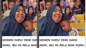 Sang ibu menahan rasa takutnya.