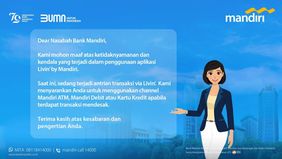 Layanan digital banking milik Bank Mandiri, Livin’ by Mandiri mengalami gangguan alias eror pada hari ini, Kamis, 1 Agustus 2024 siang. Sejumlah pengguna Livin ini langsung mengeluh di media sosial sampai trending di X (Twitter). 