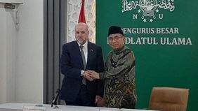 Menteri Kehakiman dan Sosial sekaligus Penasihat Presiden Palestina, Mahmoud Al-Habbash berkunjung ke Kantor PBNU, Kamis, 8 Agustus 2024 siang.