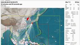Sebuah gempa bumi berkekuatan magnitudo 7.1 mengguncang wilayah timur Miyazaki, Kyushu, Jepang pada hari Kamis, 8 Agustus 2024 pukul 16:42:57 waktu setempat.