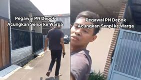 Seorang staf Pengadilan Negeri Depok berinisial DLO menodongkan senjata api kepada warga karena perselisihan terkait pembongkaran bangunan.