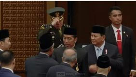 Menteri Pertahanan Prabowo Subianto mendampingi Presiden Joko Widodo dalam Sidang Tahunan Majelis Permusyawaratan Rakyat Indonesia.