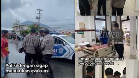 Polisi membantu membawa mereka ke rumah sakit.