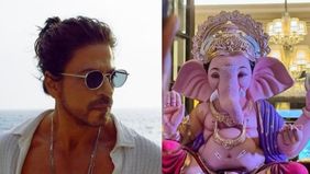 Aktor kenamaan Bollywood Shah Rukh Khan turut serta dalam merayakan Ganesh Chaturthi. 