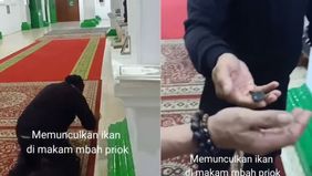 Sebuah video mengejutkan yang menunjukkan seorang pria memunculkan ikan dari dalam makam Mbah Priok di kawasan Jakarta Utara.