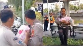 Seorang bayi laki-laki ditemukan dalam kondisi memprihatinkan di pinggir Kali Inspeksi Ancol.