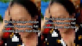 Nampak memar di bagian wajah wanita tersebut.