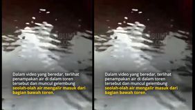 Airnya keluar dari bawah toren air.