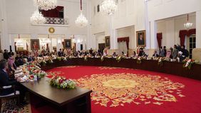 Presiden Prabowo Subianto menjamu tamu negara dengan makan malam bersama di Istana Negara, Jakarta, Minggu, 20 Oktober 2024.