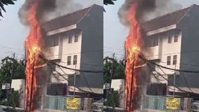 Suasana pagi di kawasan Cideng mendadak berubah mencekam saat terjadi kebakaran kabel di Jalan Musi, Jakarta Pusat.