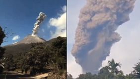 Gunung berapi kembar Lewotobi di Flores Timur, Nusa Tenggara Timur, memiliki sejarah panjang erupsi dengan status yang sering berubah-ubah.