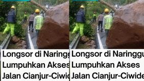 Longsoran tanah jatuh ke jalan.