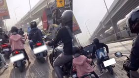 Pengaspalan baru di Jalan Kalimalang Raya, Bekasi, menyebabkan kemacetan dan memaksa pengendara mencari jalur alternatif.