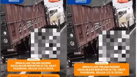 Nampak korban kecelakaan di jalan tol.